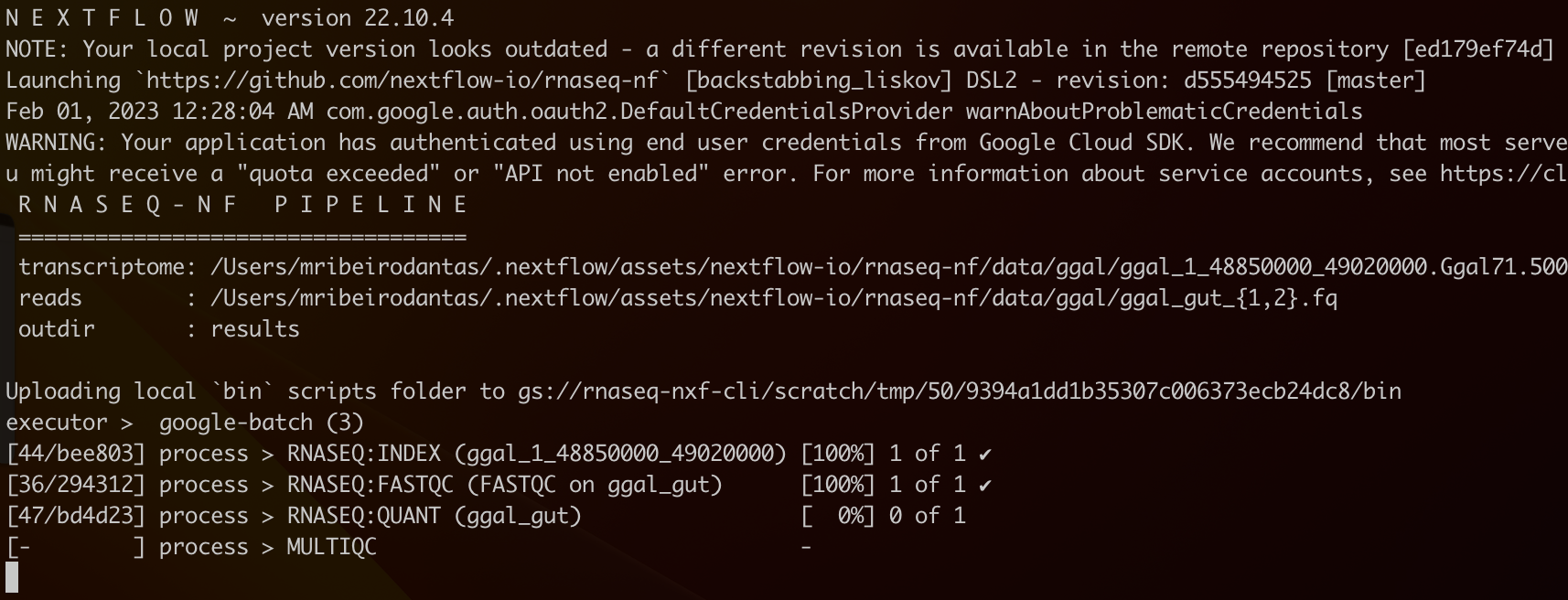 Nextflow ongoing run on Google Cloud Batch